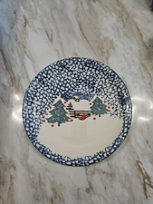 Folk Craft Cabin the Snow 10 1/2" Dinner Plate Tienshan Christmas Replacement