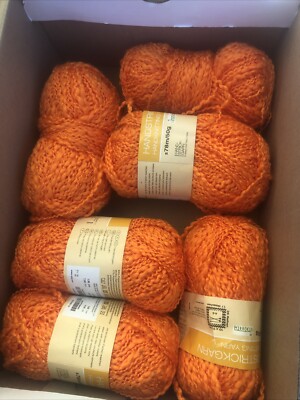 Hanfstrick Garn 78m/50g Insgesamt 6 Stück Hand Knitting Yarn Farbe Orange Neon