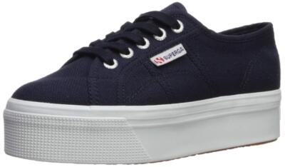 Superga 2790 Low-Top Sneakers Navy Blue White Platform Wedge
