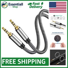 Durable 1Ft Nylon Braided 3.5mm Aux Cable with Gold-Plated Connectors