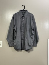 Arrow Sateen Shirt Men Size 18 34/35 Gray Button Up Long Sleeve C100