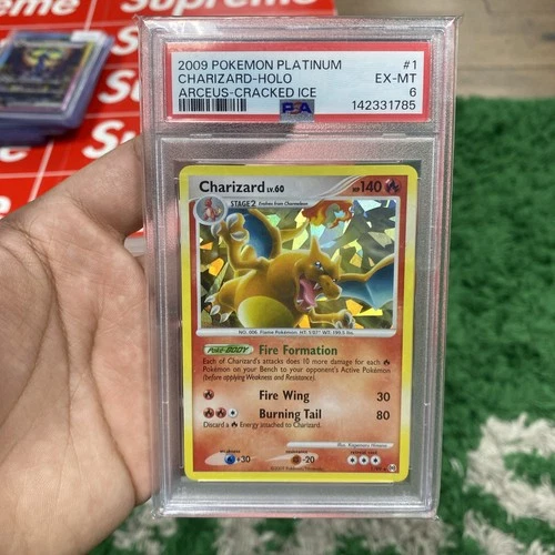 Pokémon TCG Charizard 1/99 Cracked Ice Holo Rare Platinum Arceus PSA 6