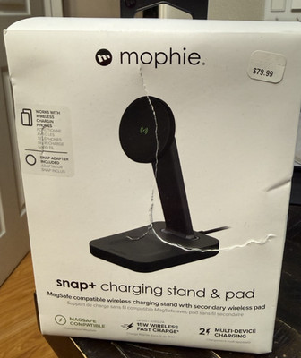 mophie -snap+ 15W wireless charging stand & pad with MagSafe Compatibility-Black