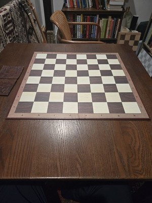 Folding 19'' Chess Board/ Notations in Brown and Off White 55mm square