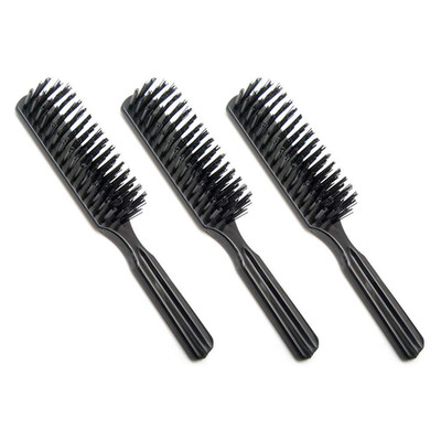 (3 Pack) 6'' Pocket Plastic Handle Nylon Bristle Brush Hair Comb Designed for All