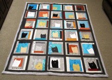 New Handmade Kitty Cat Patchwork Quilt Hand Embroidered Machine Quilted Blanket