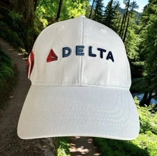 Delta Air Lines White Outdoor Adjustable Baseball Golf Sport Travel Hat New