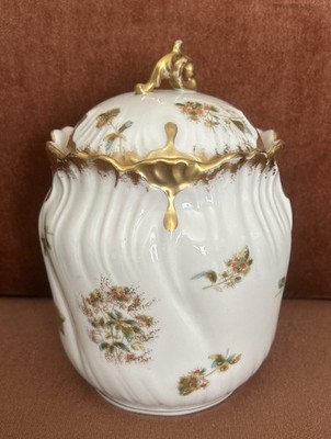 LS &S Lewis Straus & Sons Limoges France Antique Porcelain Biscuit Jar 8 tall