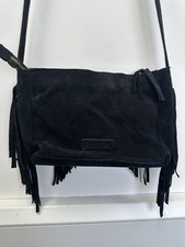 Y2k 2000’s Butterfly Matthew Williamson Black Suede Fringe Tassel Crossbody Bag