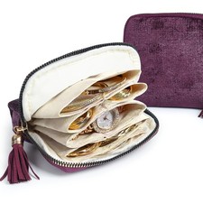 Small Travel Jewelry Case: 5-Layer Individual Pouch Soft Velvet Bag Organizer...