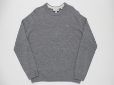 Lacoste Wool Mens Pull Over Sweater Large Grey Blue Croc Limited New
