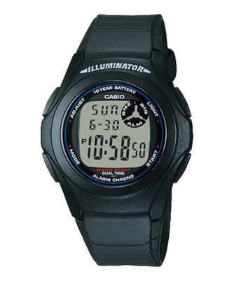 Casio F-200W-1A Digital 200M WR Alarm LED Backlight Stopwatch Dual Time Multi Al