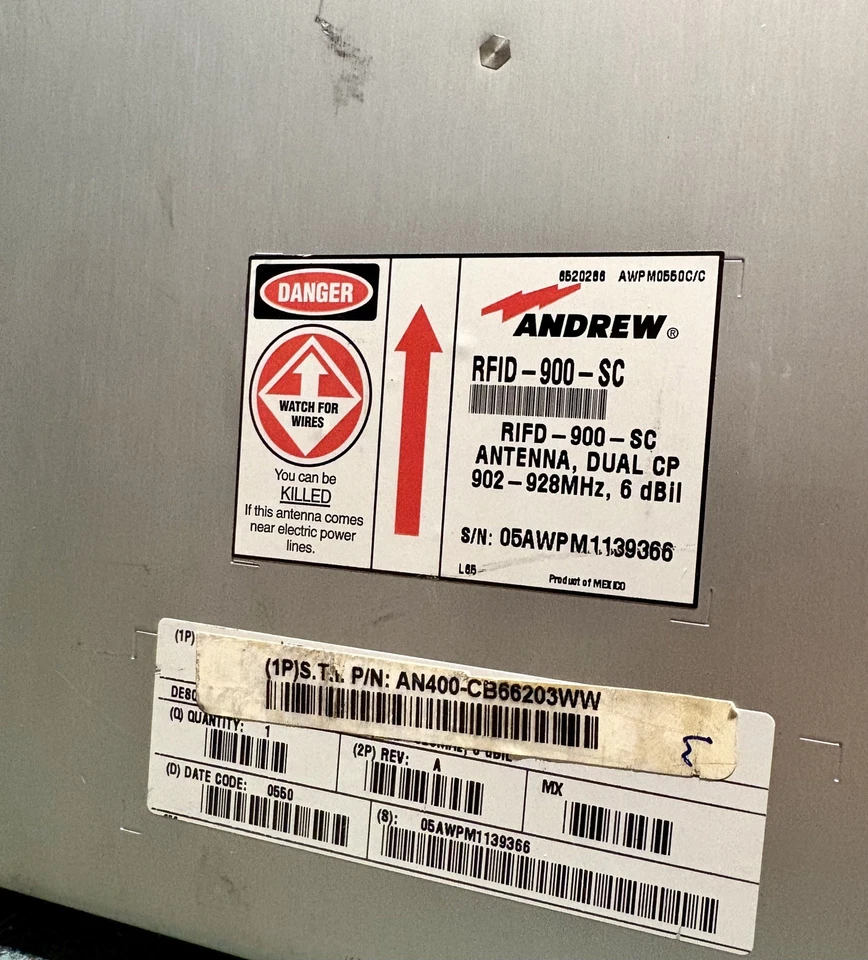 ANDREW RFID-900-SCA (AN400-CB66203WR) 902-928 MHz 6dbi antena doble TODOS LOS 3 FUNCIONAN  Foto 4 de 4