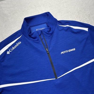Petty GMS Race Team Columbia Good 1/4 Zip Short Mens XL Blue Long Sleeve Chevy