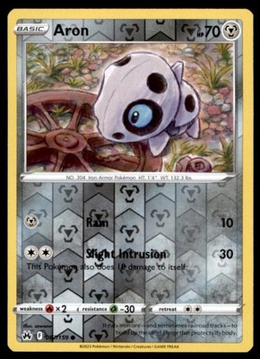 Aron 087/159 Common Crown Zenith Pokemon Reverse Holo Lightly Played