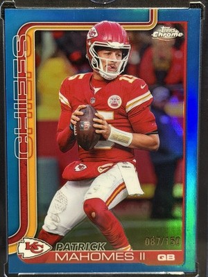 Patrick Mahomes II 2025 Topps Chrome - Blue Refractor #/150