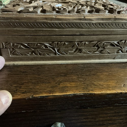 Antique Ornate Wood Secret Opening Trick To Open Box 8” x 5” x 3” - Picture 8 of 13