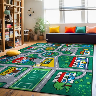 Rugshop Kids Rugs Kids Playmat Road Traffic Educational Non Slip Childrens Rugs