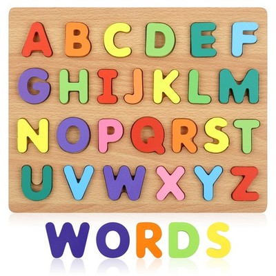 Alphabet Puzzle, Wooden Puzzles for Toddlers 3 4 5 Year Old, ABC Letter Puzzl...