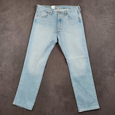 Levis 501 Jeans Mens 38x34 Original Fit Light Wash Button Fly Stretch NEW
