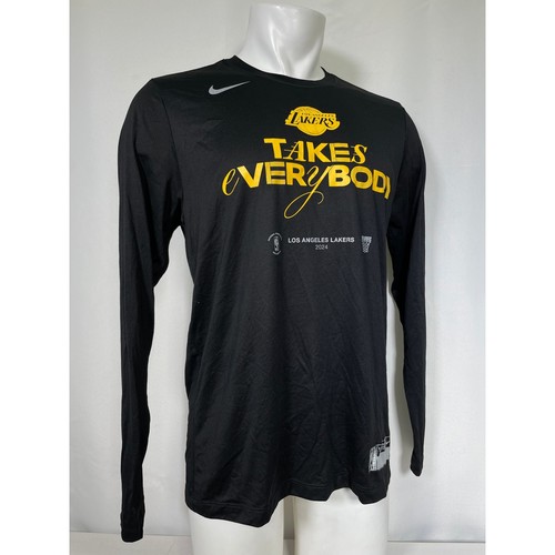 Los Angeles Lakers NBA Nike Dri-FIT Long Sleeve Black T-Shirt Men's LARGE - Picture 4 of 10