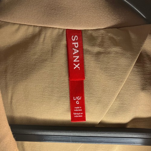 NWT SPANX The Perfect Asym Tailored Blazer Ponte Toffee Tan Khaki Large - Picture 4 of 6