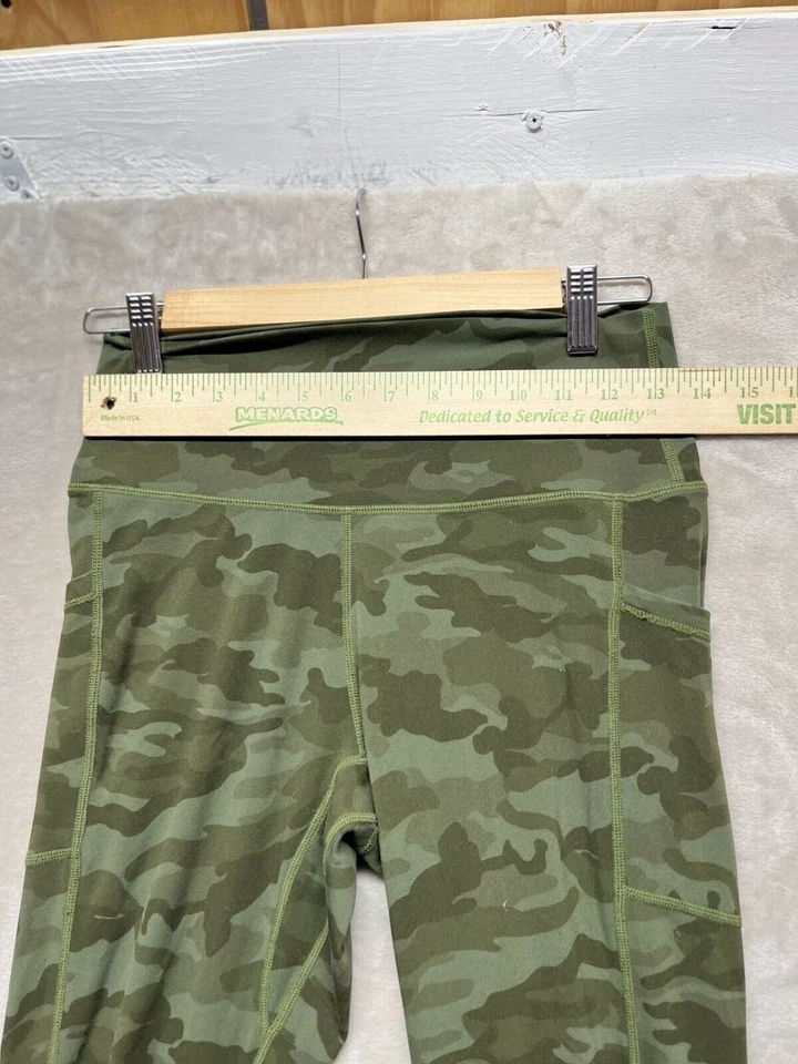Leggings para mujer 27W verde camuflaje elástico cintura bolsillos tiro alto pull-on Foto 3 de 4