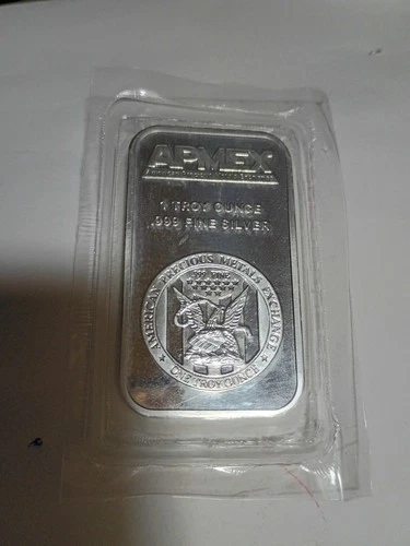 APMEX Silver Bar 1 oz Fine .999 Troy Ounce, Protective Plastic Case