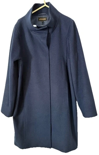 Women’s Clothing Coats, Jackets: JAEGER Navy Wool Blend Coat Size UK12  EU40 US8