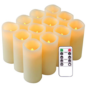 candles operated flickering flameless wax battery led