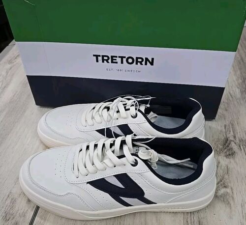 Tretorn DENNIS Men's White/Navy Blue Sneakers Size-8 NEW