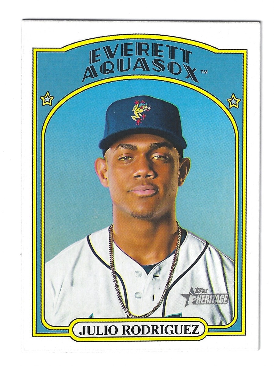 JULIO RODRIGUEZ AQUASOX 2021 TOPPS HERITAGE MINOR LEAGUE SP CARD