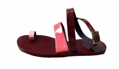 Tibi Leather Multistrap Toe Ring Burgundy Orange Pink Sandals US 