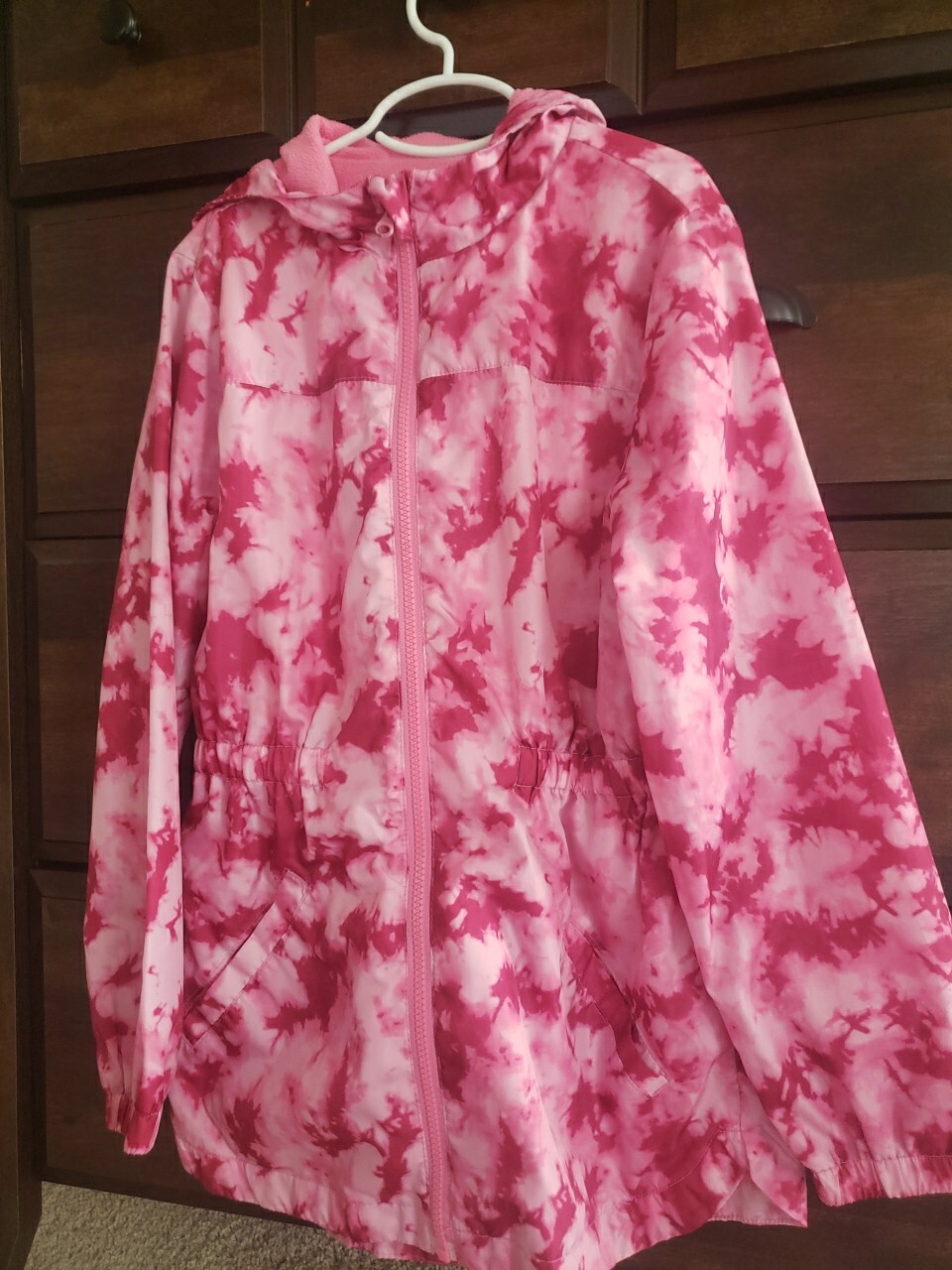 Rain Jacket Size L Youth Girls PINK Tie Dye Water And Wind R