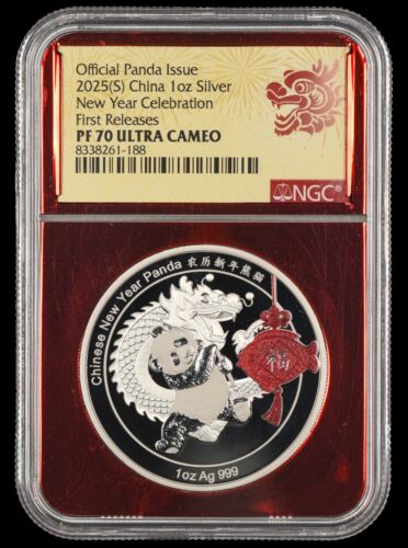 2025 S China Official Panda Issue 1 oz Silver New Year Celebrate NGC PF70 UC FR