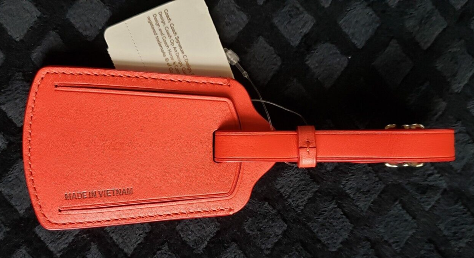 COACH GARY BASEMAN BUSTER LE FAUVE REDDISH/ORANGE LEATHER LUGGAGE TAG