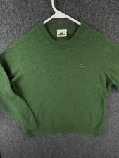 Lacoste Men Sweater Knit Croc Logo Adult Size 6 Men Green Wool Blend Woolmark