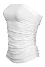Womens Plain Strapless Sleeveless Ruched Boob Tube Ladies Bandeau Top size 8-22