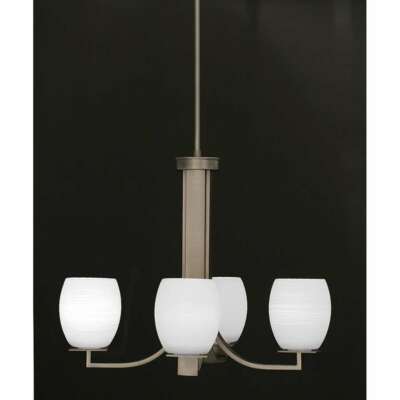 Toltec Lighting Apollo 4 Light Chandelier, 5.5' White Linen Glass - 574-GP-615