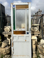 Porta anta singola bianca con vetri artistici decorati 13