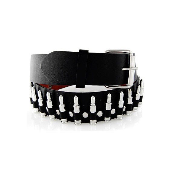 Punk Rock Silver Black Metal Rivets Pyramid Studs Black Leather