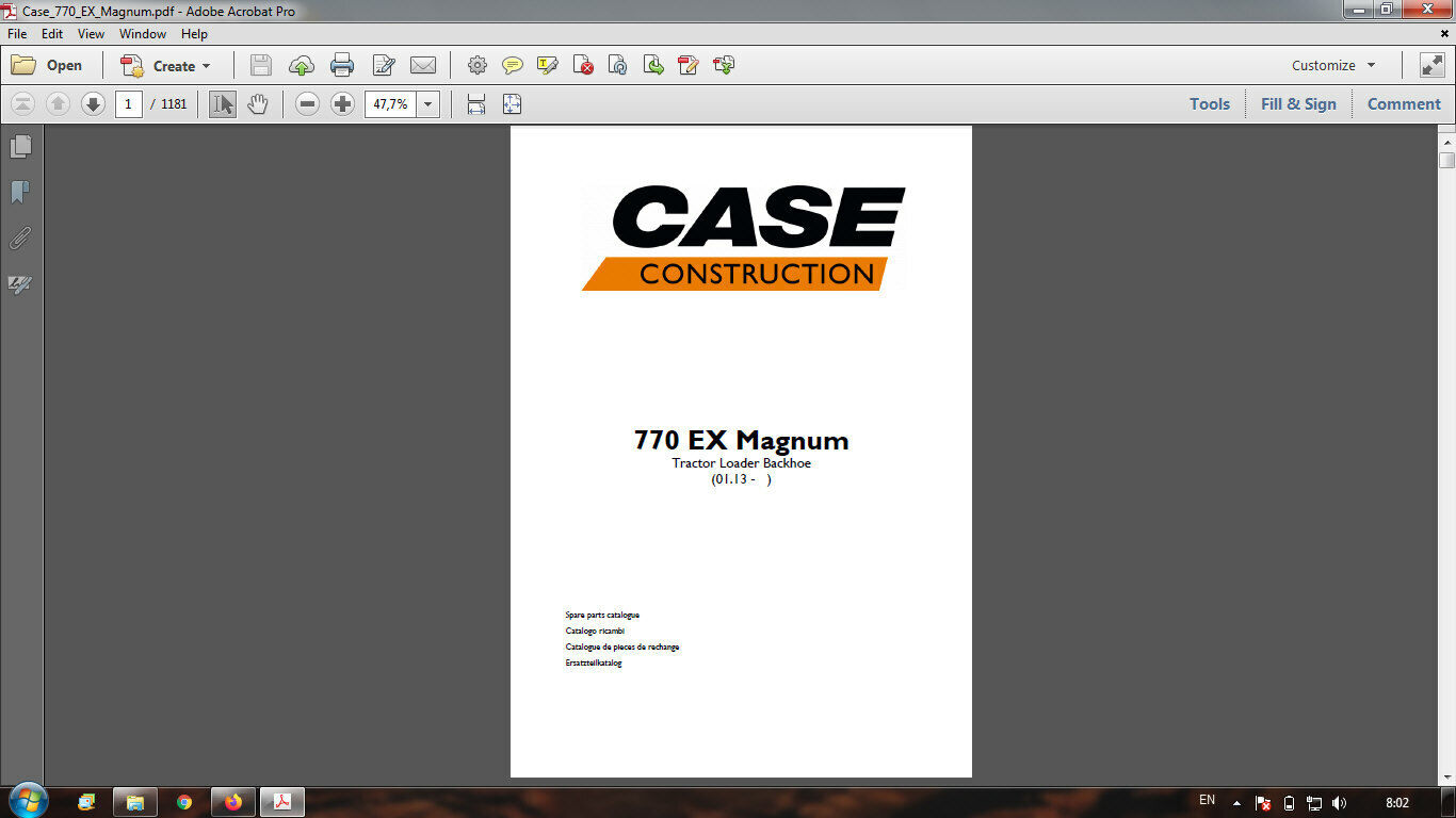 Case 770 EX Magnum parts catalog in PDF format