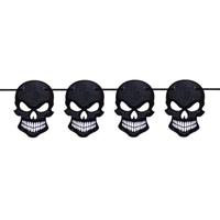 Halloween Glittering Glitzernde Totenkopf Girlande Grusel Party Deko Dekoration