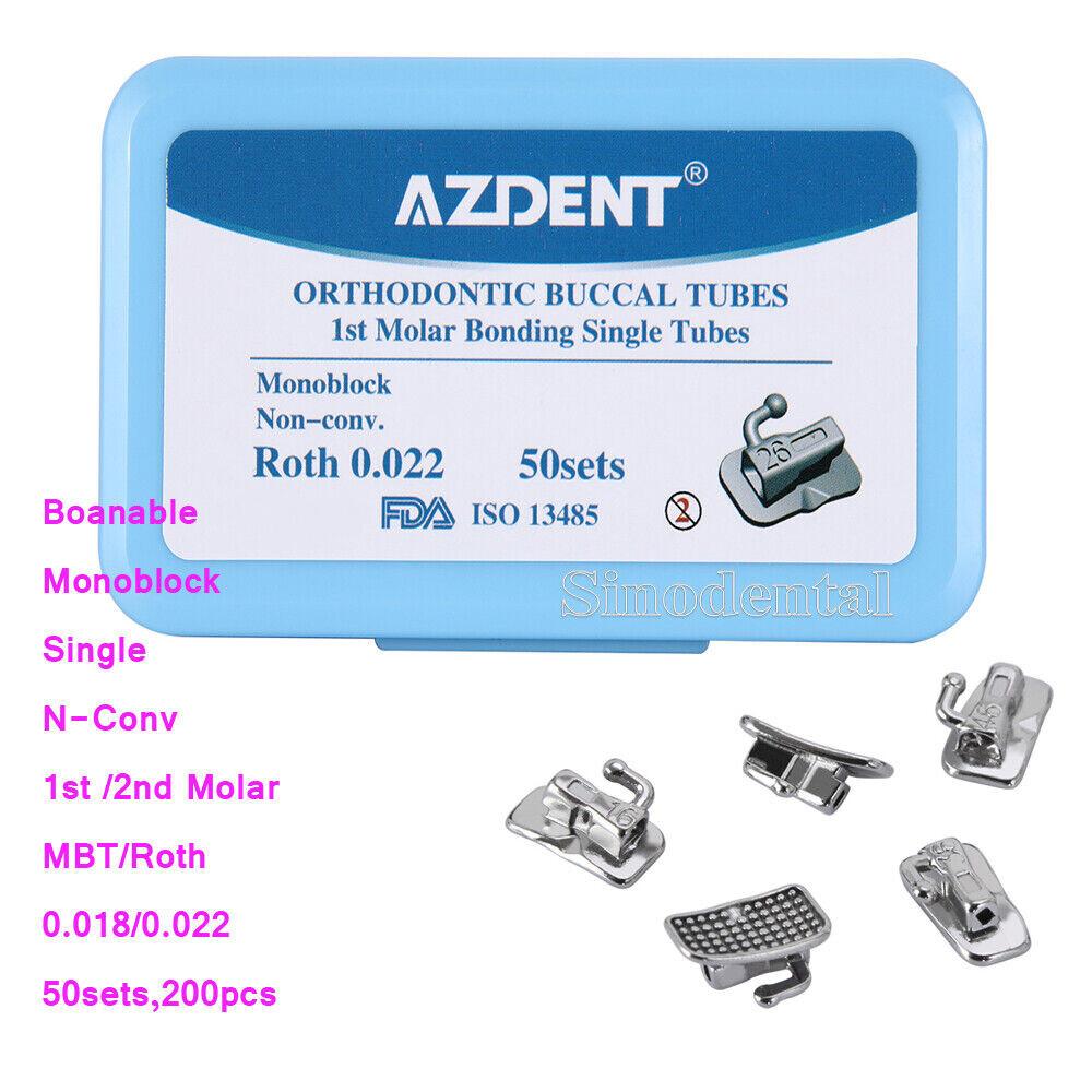 50 Sets Dental Orthodontic Buccal Tubes - MBT/Roth .022" 1st & 2nd Molar