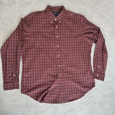 Polo Ralph Lauren Mens Button-Up Shirt Red Plaid Long Sleeve Classic Fit Logo XL