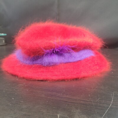 Something Special SS LA Hat Womens Red Soft 80% Angora 20% Nylon Fuzzy Cloche