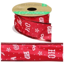 Crafter's Square 1.5" x 3 yds Christmas Wire-Edge Ribbon - Red Ho Ho - R035