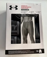Under Armour Essential Tech Boxerjock 3 Pack Underwear 9” Men’s Large Black New
