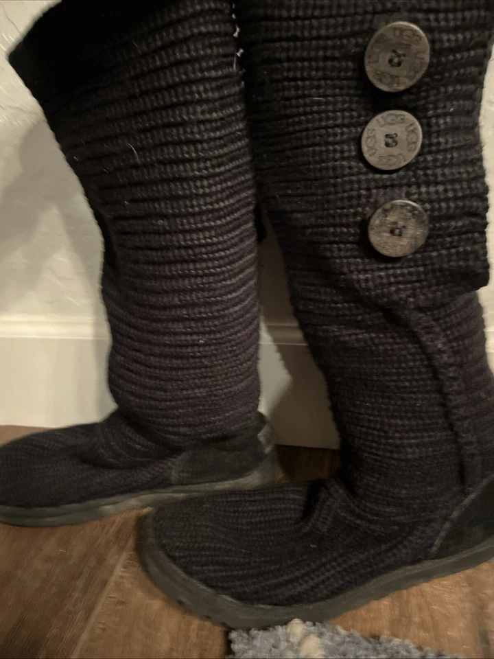 Botas cardy tejidas UGG Australia para mujer suéter negro piel de oveja 5819 EE. UU. talla 9 EE. UU. Foto 4 de 4