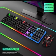 Computer Desktop Gaming Keyboard and Mouse Mechanical Feel Led Light Backlit